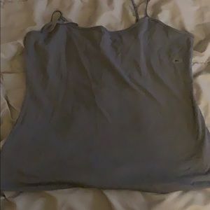 Gray spaghetti strap tank with adjustable straps